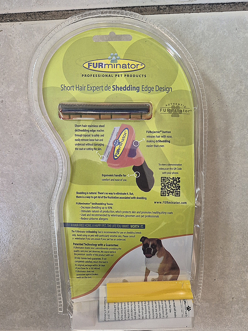 FURminator Short Hair Shedding Edge Tool - Yellow MEDIUM